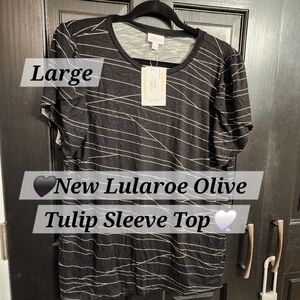LuLaRoe Olive Tee Top Shirt Blouse Black New Large XL Nwt Spring Office